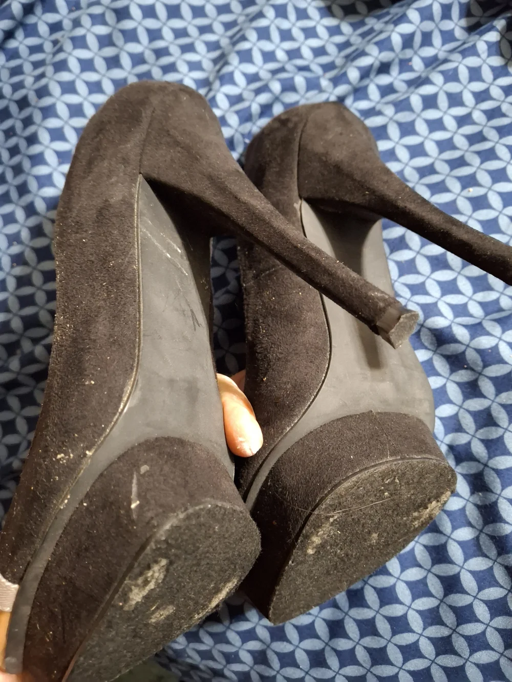 JustFab Black Gold Cap Toe Platform Stiletto Pumps High Heels